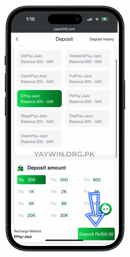 yaywin-deposit-page